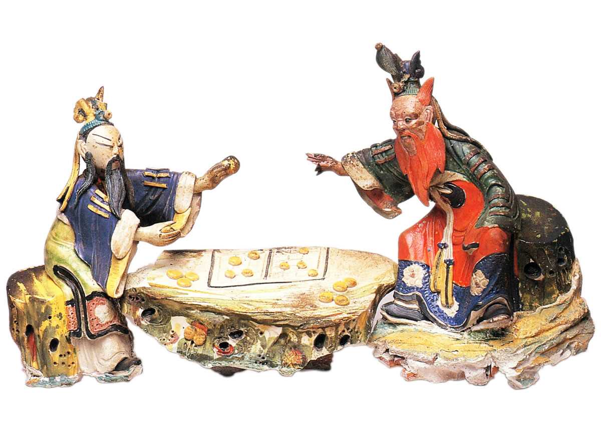 〈南北斗星君對弈〉交趾陶